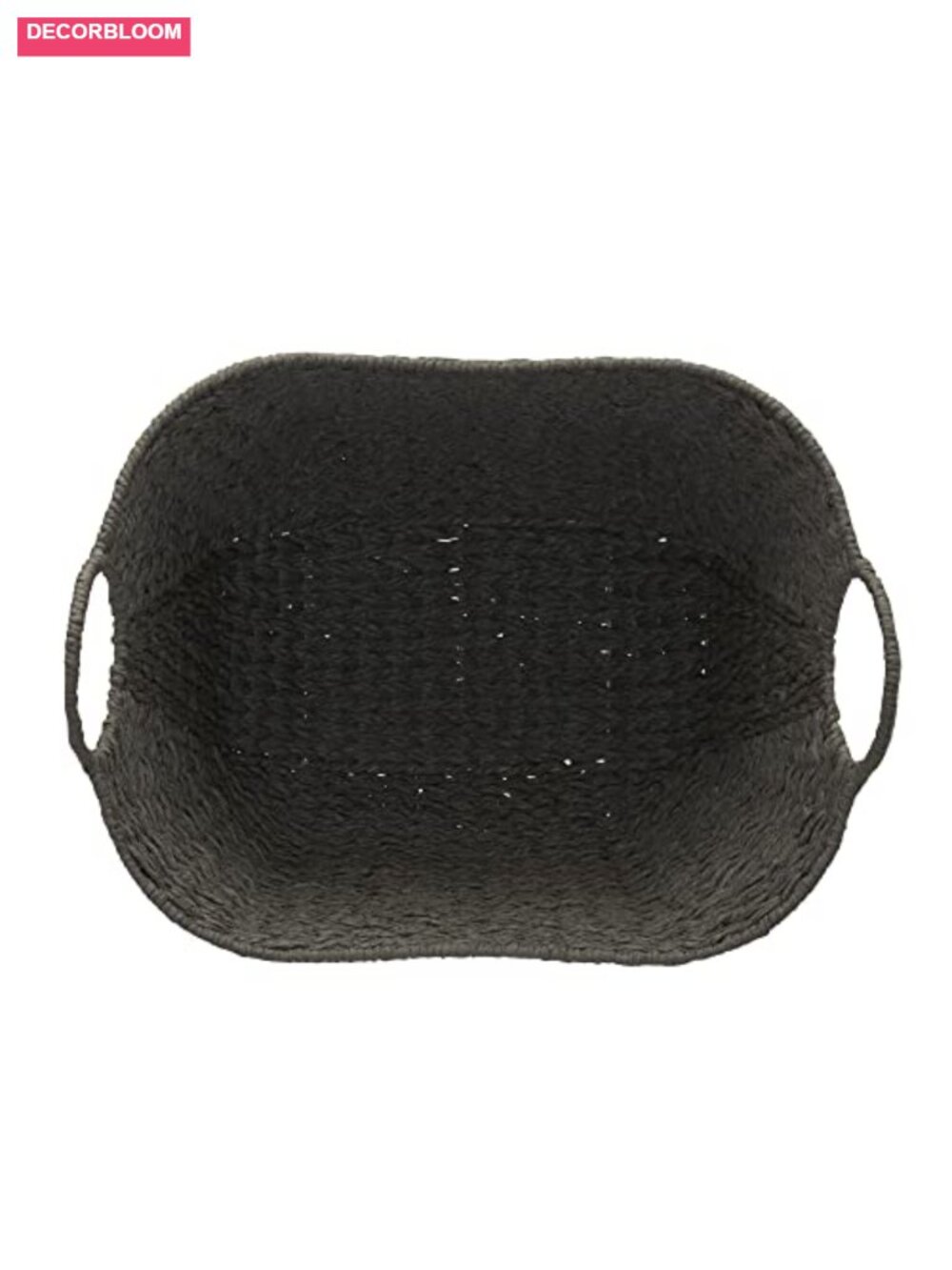 Handwoven Paper Rope Storage Basket Metal Frame Handles - Picture 5 of 6